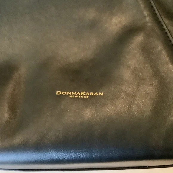 Donna Karan Black Shoulder Bag with Gold Details, Brand New
